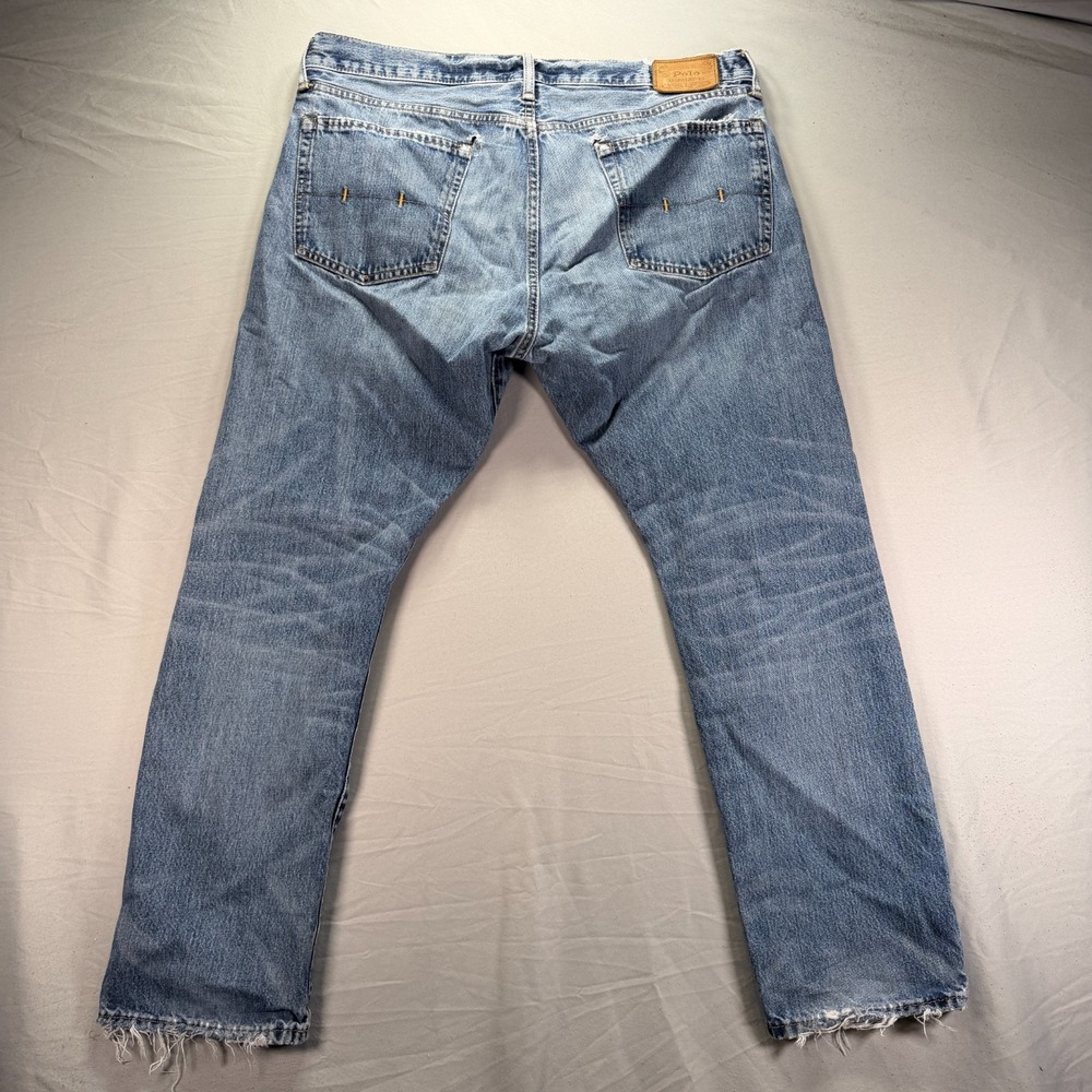 Polo Ralph Lauren Jeans Mens 36x30 Medium Wash Denim Whisker Fade Slim Straight - Picture 7 of 15
